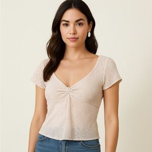 Madden Girl Beige Lace Crop Top